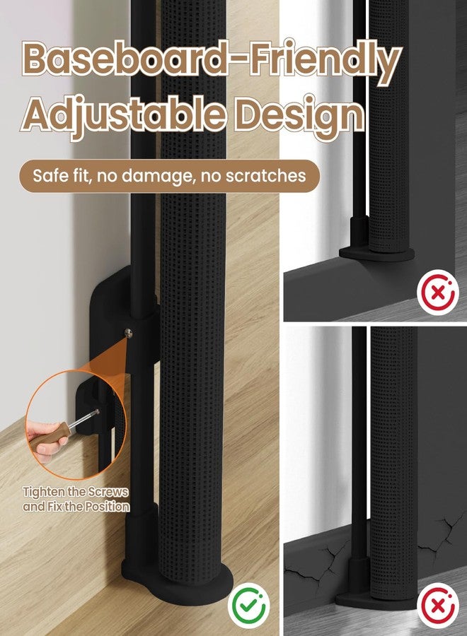 BBsecure Retractable Baby Gate, 55" Wide Mesh Baby Gate with 4 Reinforced Rods, 34" Tall Anti-Sagging Dog Gate, Prevents Kids & Dogs from Crawling Under, for Stairways, Hallways & Patios, Black - Image 5