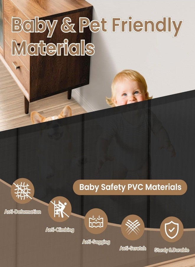 BBsecure Retractable Baby Gate, 55" Wide Mesh Baby Gate with 4 Reinforced Rods, 34" Tall Anti-Sagging Dog Gate, Prevents Kids & Dogs from Crawling Under, for Stairways, Hallways & Patios, Black - Image 2