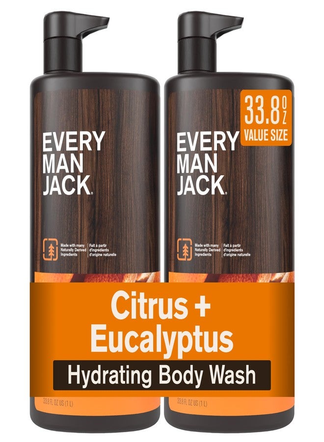 Every Man Jack Citrus + Eucalyptus Mens Body Wash for All Skin Types - Cleanse, Hydrate, and Smell Great - Free of Parabens, Phtalates, and Dyes - 33.8 fl oz (2 Pack) - Image 1