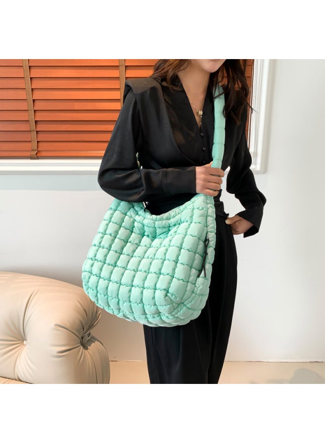 Popular Pleated Cloud Bag Fashion Shoulder Portable Dumpling Bag Large Capacity Down Cotton Underarm Women's Bag-Color:Rose Red  - Image 4