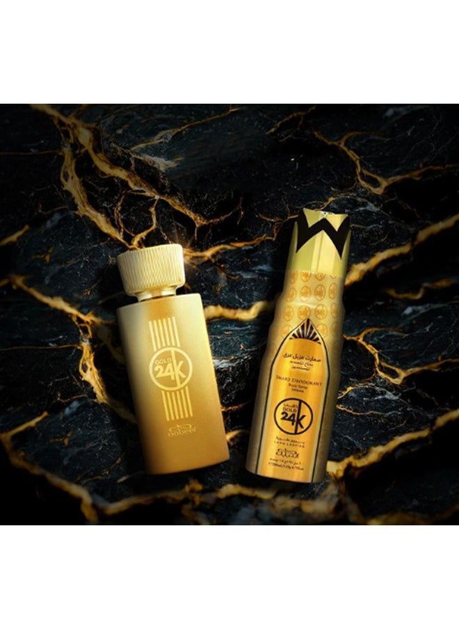 نبيل مجموعة هدايا من الذهب عيار 24 قيراط تحتوي على عطر بخاخ 100 مل ومزيل عرق 200 مل  - Image 3
