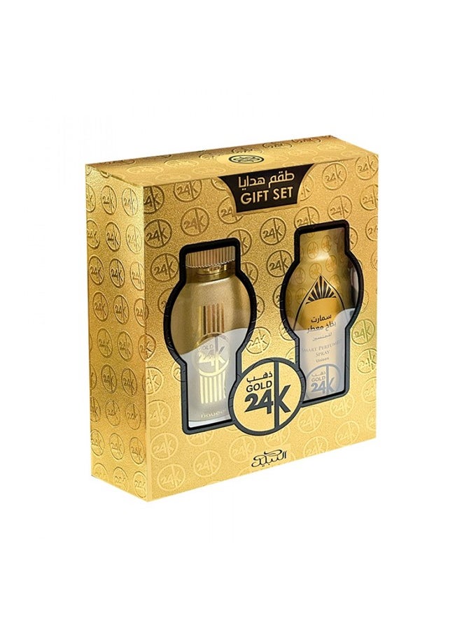 نبيل مجموعة هدايا من الذهب عيار 24 قيراط تحتوي على عطر بخاخ 100 مل ومزيل عرق 200 مل  - Image 2