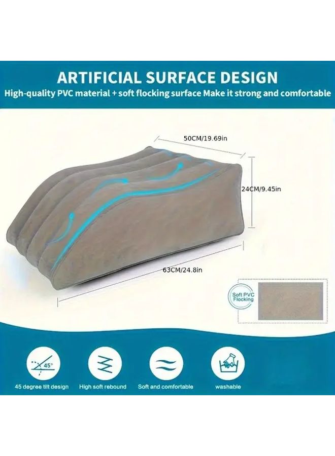 Grey Inflatable Leg Elevation Pillow Wedge Cushion For Blood Circulation And Sleep - Image 3