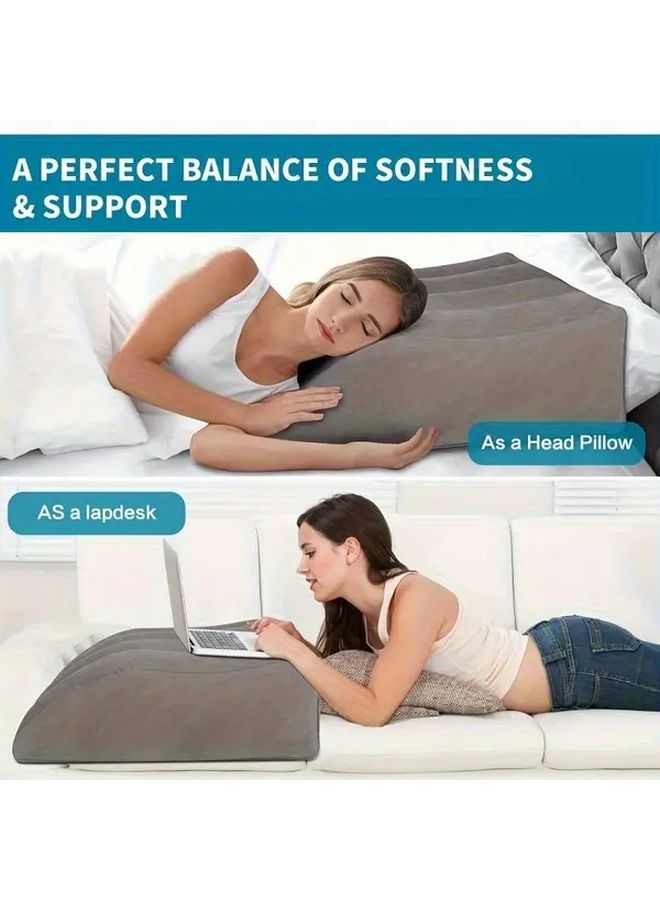 Grey Inflatable Leg Elevation Pillow Wedge Cushion For Blood Circulation And Sleep - Image 5