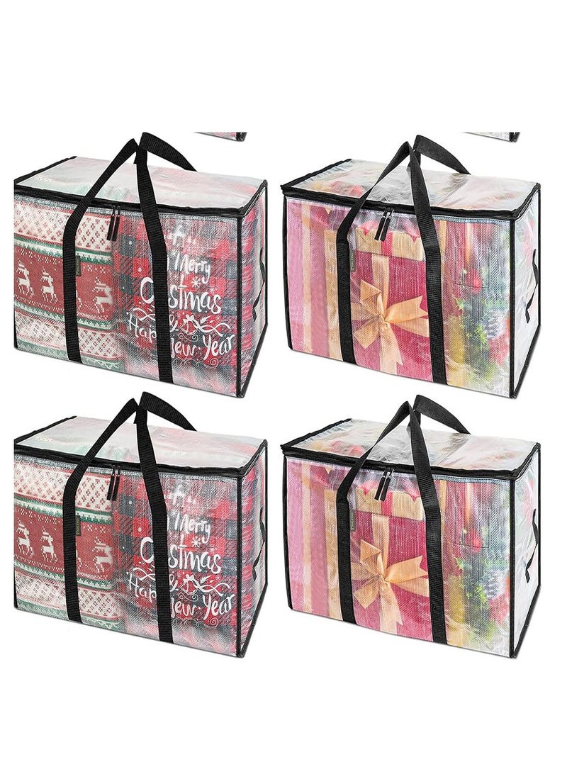 MIXDE Bedding Foldable Clothes Organizer Quilt Bag Thicken Clothes Pouch Bag for Moving House Comforter Bags with Zipper Quilt Holder Quilt Container 24 Gallon Storage Moving Bag (4 Pack,Clear)  - Image 1