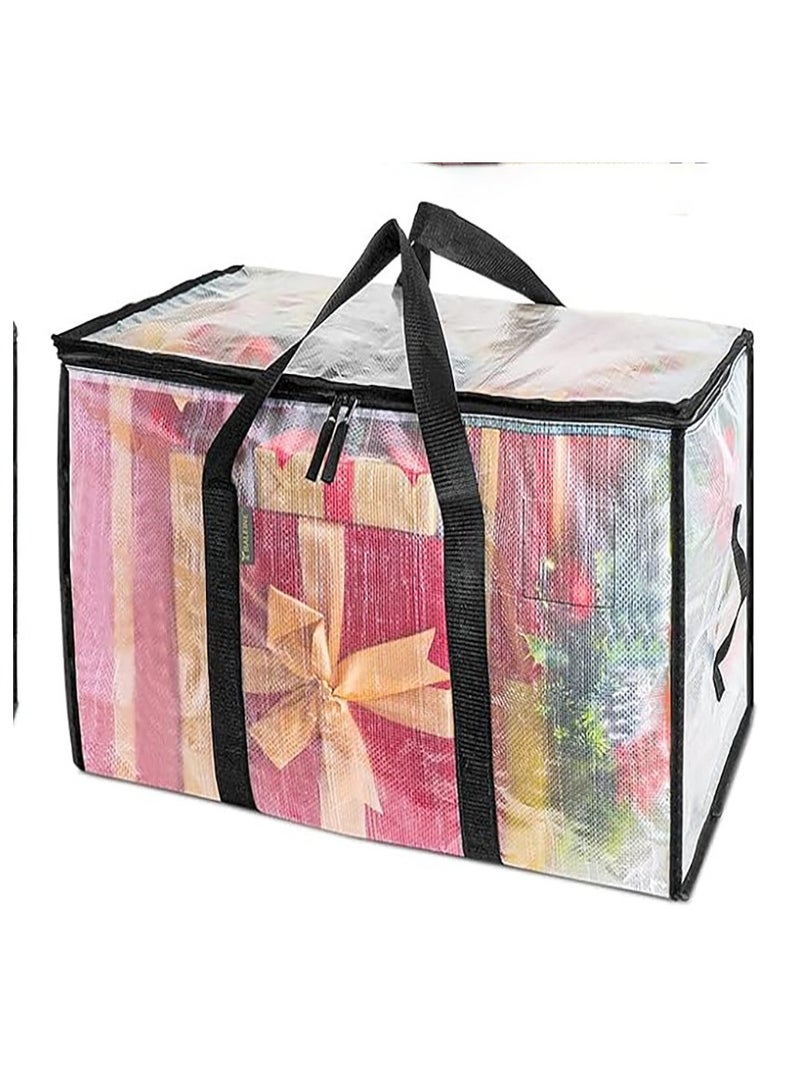 MIXDE Bedding Foldable Clothes Organizer Quilt Bag Thicken Clothes Pouch Bag for Moving House Comforter Bags with Zipper Quilt Holder Quilt Container 24 Gallon Storage Moving Bag (4 Pack,Clear)  - Image 2