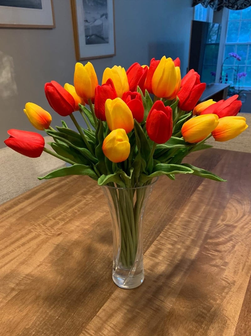 Beferr 18Pcs Tulips Artificial Flowers Faux Tulip Real Touch Tulip Fake Flowers Bouquets Arrangements for Mothers Day Spring Easter Wedding Home Table Decor - Image 5