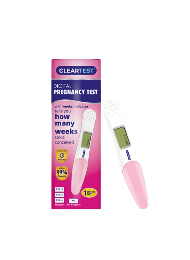 CLEARTEST Digital Pregnancy Test — With Weeks Indicator — Over 99% Accurate Early Pregnancy Detection, 1pcs - Image 1