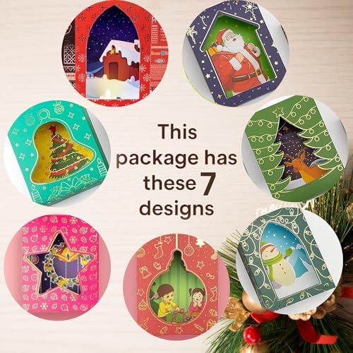 TOTA Christmas Decoration Wall Hanging - Jingle Jharokha Set of 7 Wall Frames with 7 LED Tea Light Candles for Home School Church or Office Room | Home Decor | Best DIY Christmas Gift - Image 4