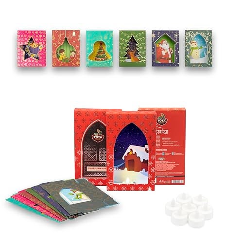 TOTA Christmas Decoration Wall Hanging - Jingle Jharokha Set of 7 Wall Frames with 7 LED Tea Light Candles for Home School Church or Office Room | Home Decor | Best DIY Christmas Gift - Image 5