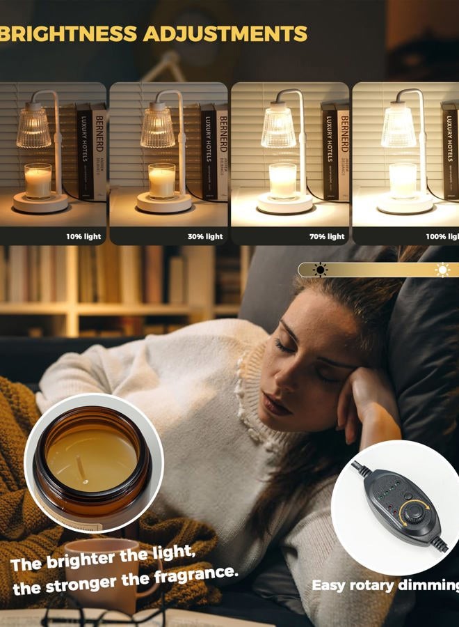 GODONLIF Candle Warmer Lamp, Adjustable Height Candle Warmer Timer Dimmable Home Decor Wax Melts Warmer for Glass Candles with 2 Bulbs - Image 3