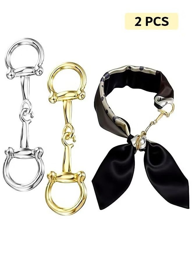 2 Pcs Scarf Ring Clip for Women, Simple Metal Silk Scarf Buckle, Brooch Pin Buckle Charms for Lady Girls Decoration Accessories - Image 1