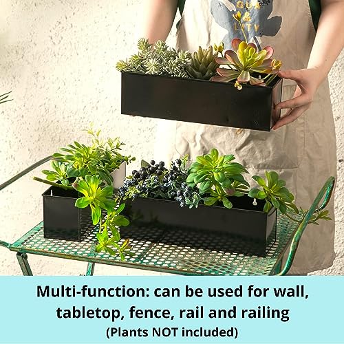 Lavish Craft Wall Planter 3 Pack, 12 Inch Large Wall Mount Succulent Planters Black, Rectangle Metal Flower Pot Window Planter Box Fence Railings Minimalist Floating Shelve Indoor Outdoor (Black) - Image 4