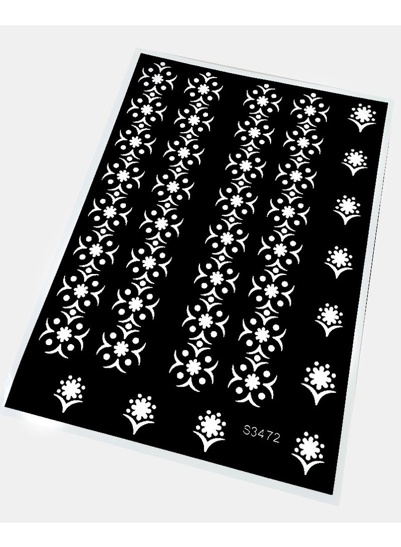 Henna Tattoo Stencils,  Indian Temporary Tattoo Templates, Multi-purpose Removable Tattoo Stickers, Durable Body Art Stencil For Women Girls And Kids, ( S3472, 1Pc ) - Image 1