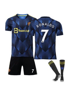 2021-2022 Season Red Devils II Away Football Jersey RONALDO #7 Football Jersey/Shorts Socks Gift Set Kids Size & Adult Size, Gift for Fan Friends