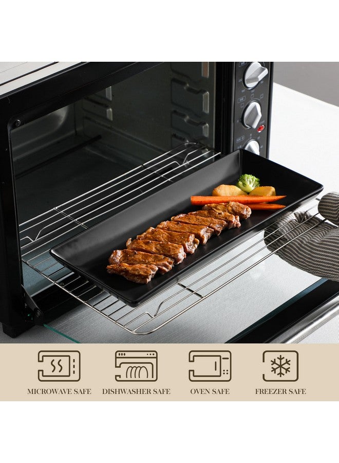 MALACASA 3 Tier Serving Trays for Party, Stoneware Serving Platters and Trays, 14 Inch Tiered Tray Stand, Fruit Tray, Trays for Serving Food, Black Dessert Stand with Collapsible Sturdier Metal Rack - Image 4