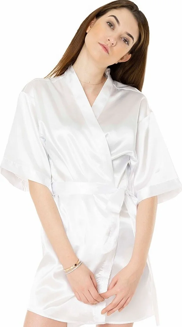 For You Moda Satin Silver Bride Embroidered Ecru Bridal Dressing Gown 11827254