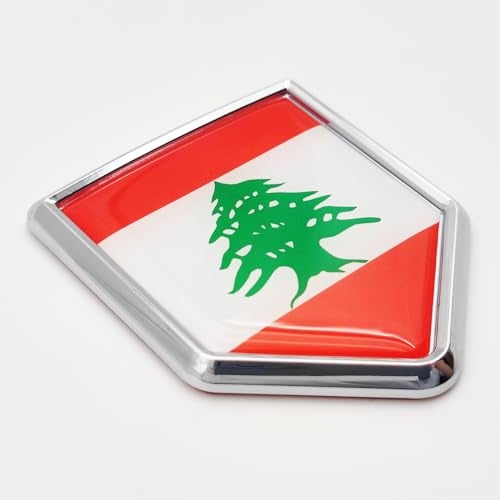 Overdecor Lebanon Flag Decal Stickers Car Emblem Lebanese Car Accessories Decorations Chrome Shield Flag Sticker Decals for Cars Truck Vehicles, 2 Pack - Image 1