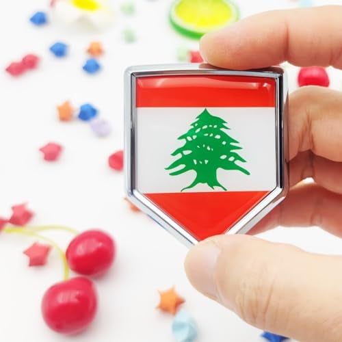 Overdecor Lebanon Flag Decal Stickers Car Emblem Lebanese Car Accessories Decorations Chrome Shield Flag Sticker Decals for Cars Truck Vehicles, 2 Pack - Image 2