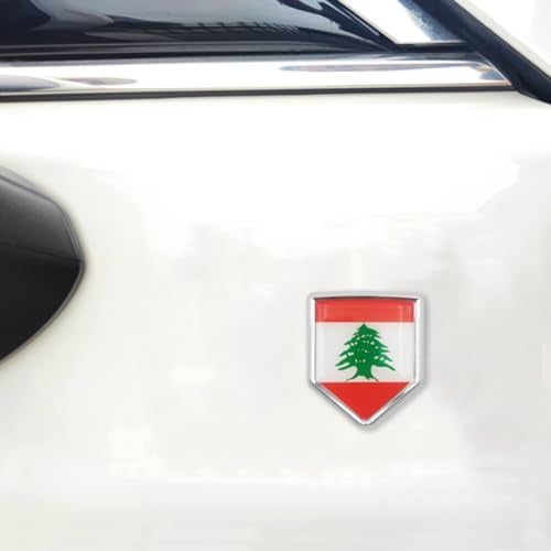 Overdecor Lebanon Flag Decal Stickers Car Emblem Lebanese Car Accessories Decorations Chrome Shield Flag Sticker Decals for Cars Truck Vehicles, 2 Pack - Image 4