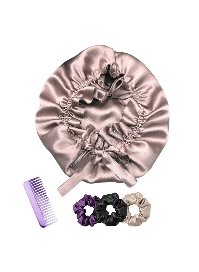 Atrube Silk Satin Hair Bonnet Reversible Reusable Showercap satin bonnet Adjustable Tie Band Women, Scrunchies Comb Satin Wrap,Standard, Multicolor,Free Size - Image 1