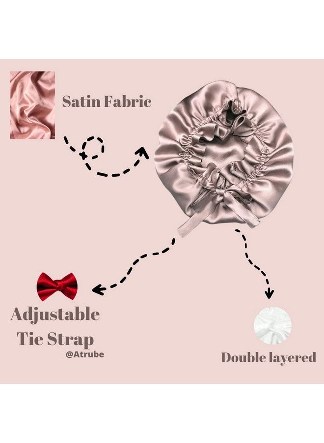 Atrube Silk Satin Hair Bonnet Reversible Reusable Showercap satin bonnet Adjustable Tie Band Women, Scrunchies Comb Satin Wrap,Standard, Multicolor,Free Size - Image 3