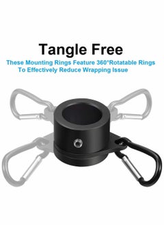 SYOSI Flag Pole Rings, Aluminum Alloy Mounting Rings, 360 Degree Rotating Flagpole, Anti Wrap Flag Pole with Clip Hook, for 1 Inch Diameter Flag Pole 4 Pieces (Black)  - Image 3