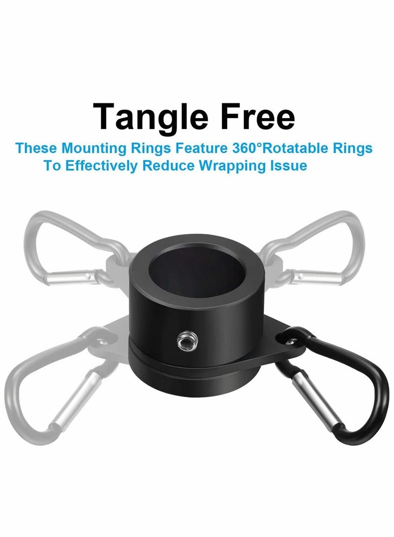 SYOSI Flag Pole Rings, Aluminum Alloy Mounting Rings, 360 Degree Rotating Flagpole, Anti Wrap Flag Pole with Clip Hook, for 1 Inch Diameter Flag Pole 4 Pieces (Black)  - Image 3