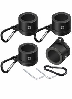 SYOSI Flag Pole Rings, Aluminum Alloy Mounting Rings, 360 Degree Rotating Flagpole, Anti Wrap Flag Pole with Clip Hook, for 1 Inch Diameter Flag Pole 4 Pieces (Black)  - Image 1