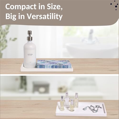 Spacewiser Countertop and Vanity Tray - 11.7" Silicone Bathroom Tray Countertop, Dish Soap Trays for Kitchen Counter, Bathroom Counter Organizer Accessories Caddy, Shower Trays Makeup Mat Oil, White - Image 5