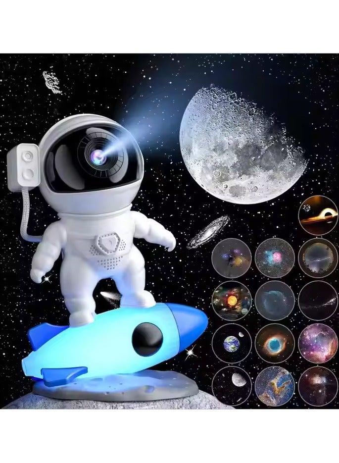 ARNOTEC جهاز عرض كوكبي HD رائد الفضاء، جهاز عرض مجرة لغرفة النوم، 13 قرص فيلم قابل للاستبدال HD وعدسة تركيز قابلة للتعديل، ضوء ليلي صاروخي، ضوء سقف مؤقت - Image 2
