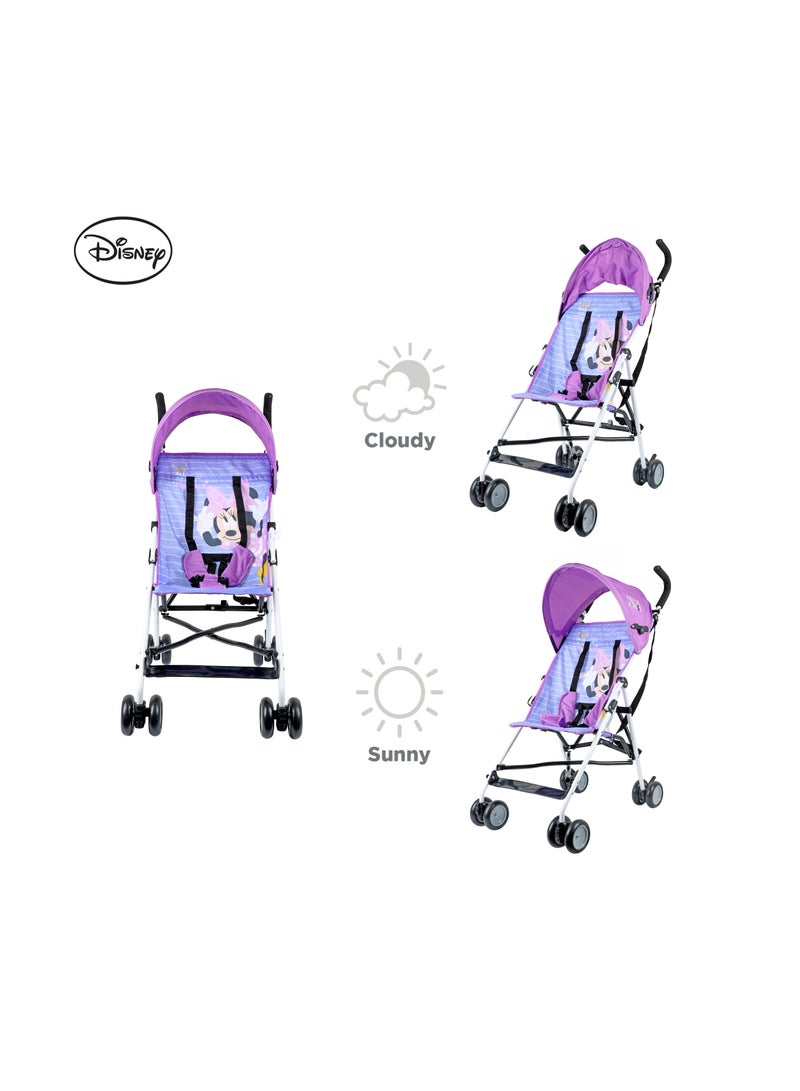 Disney Minnie Mouse Lightweight Stroller – Compact Fold, Sun Canopy, Shoulder Strap, Airflow Design, Portable Buggy for Toddlers 6-36 Months, Easy Fold, - Purple/Violet - Image 4
