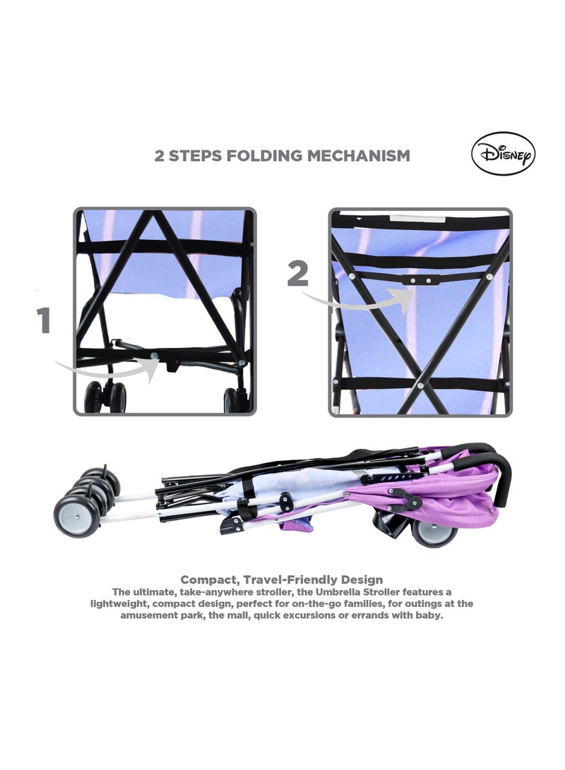 Disney Minnie Mouse Lightweight Stroller – Compact Fold, Sun Canopy, Shoulder Strap, Airflow Design, Portable Buggy for Toddlers 6-36 Months, Easy Fold, - Purple/Violet - Image 5