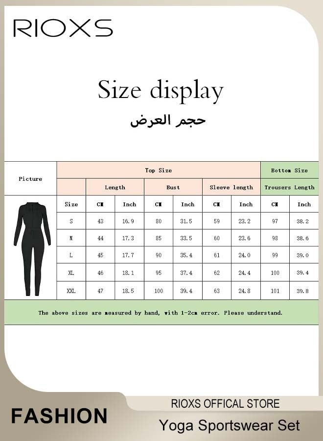 RIOXS Women 2 Piece Yoga Sportswear Set Hooded Zipper Coat And Pants Set Long Sleeve Fitness Sport Set For Running Jogging - Image 4