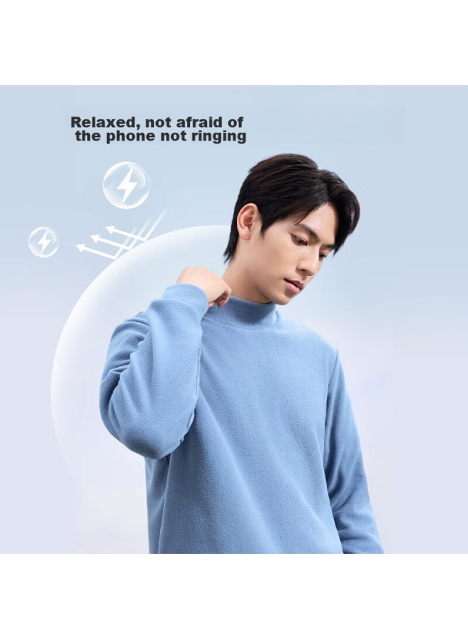 Long-sleeve Fleece T-shirt For Men, Autumn Fleece-lined Loose Men's Sweatshirt, Trendy Clothing For Men, Black, Xxl - Image 4