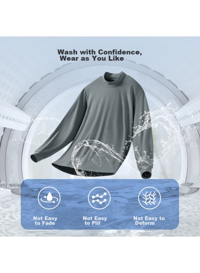 Long-sleeve Fleece T-shirt For Men, Autumn Fleece-lined Loose Men's Sweatshirt, Trendy Clothing For Men, Black, Xxl - Image 5