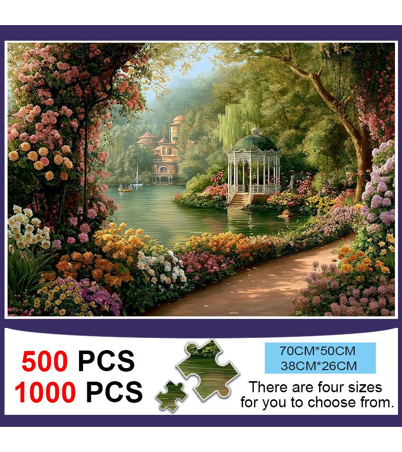 مجموعة من 500 قطعة من أحجية الصور المقطوعة بحجم 1496 × 1024 بوصة لمشهد حديقة بحيرة - Image 1