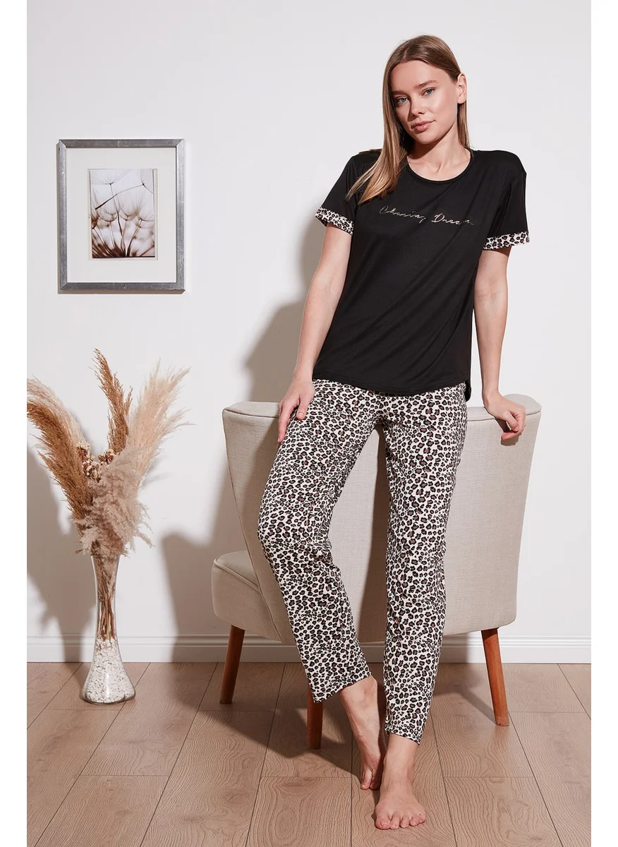 Lela Bamboo Blend Soft Textured Crew Neck Pajama Set Women's Pajama Set 6097605