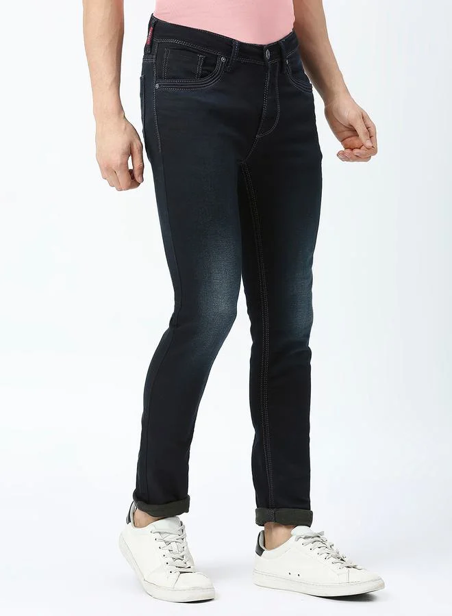 LAWMAN Pg3 Mid Rise Low Fade Jeans with Button Closure by Styli