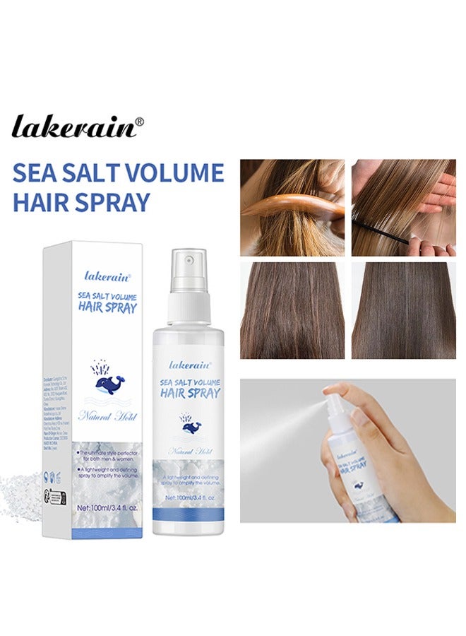 lakerain Sea Salt Volume Hair Spray - Sea Salt Spray for Hair Men and Women Beach Wave Spray Increase Hair Shine Subtle Hold and Natural Shine Hair Volumizing Spray Hair Styling for Texture and Thickness Saltwater Spray 100ml - Image 1