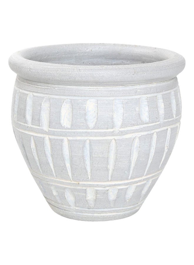 Striped Earthenware Plant Pot, Grey - Small, 20 cms