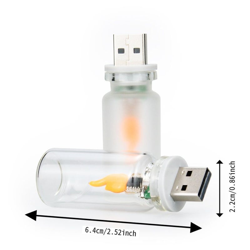 3 Pcs Transparent LED Flame Night Lights USB Plug in for Car Bedroom Party Decor - Image 3