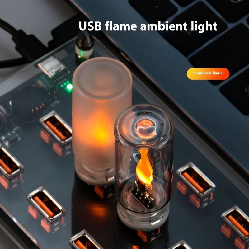 3 Pcs Transparent LED Flame Night Lights USB Plug in for Car Bedroom Party Decor - Image 2