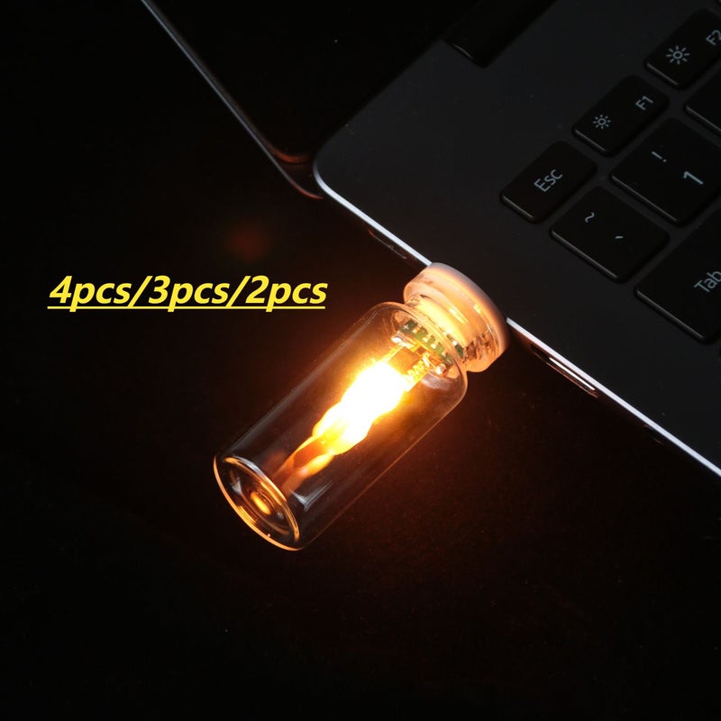 3 Pcs Transparent LED Flame Night Lights USB Plug in for Car Bedroom Party Decor - Image 1