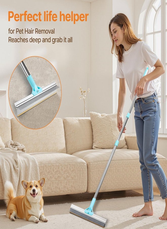 Fitrobust 2 in 1 Carpet Rake for Pet Hair Removal, Reusable Pet Hair Remover, 54” Adjustable Long Handle Cat Dog Carpet Rake Scraper, Dog Hair Rake Brush for Rugs, Mats, Couch, Furniture - Image 2