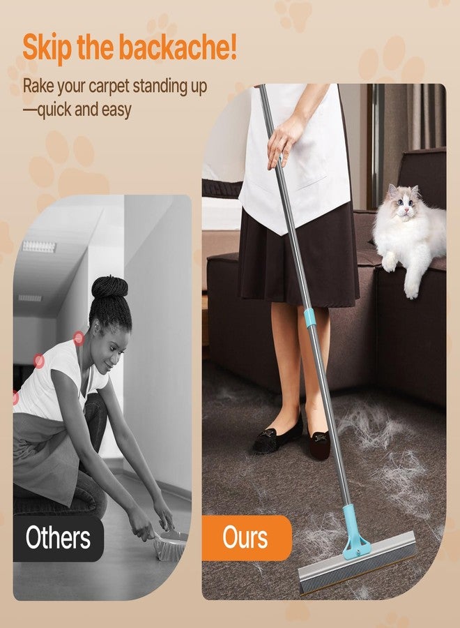 Fitrobust 2 in 1 Carpet Rake for Pet Hair Removal, Reusable Pet Hair Remover, 54” Adjustable Long Handle Cat Dog Carpet Rake Scraper, Dog Hair Rake Brush for Rugs, Mats, Couch, Furniture - Image 5