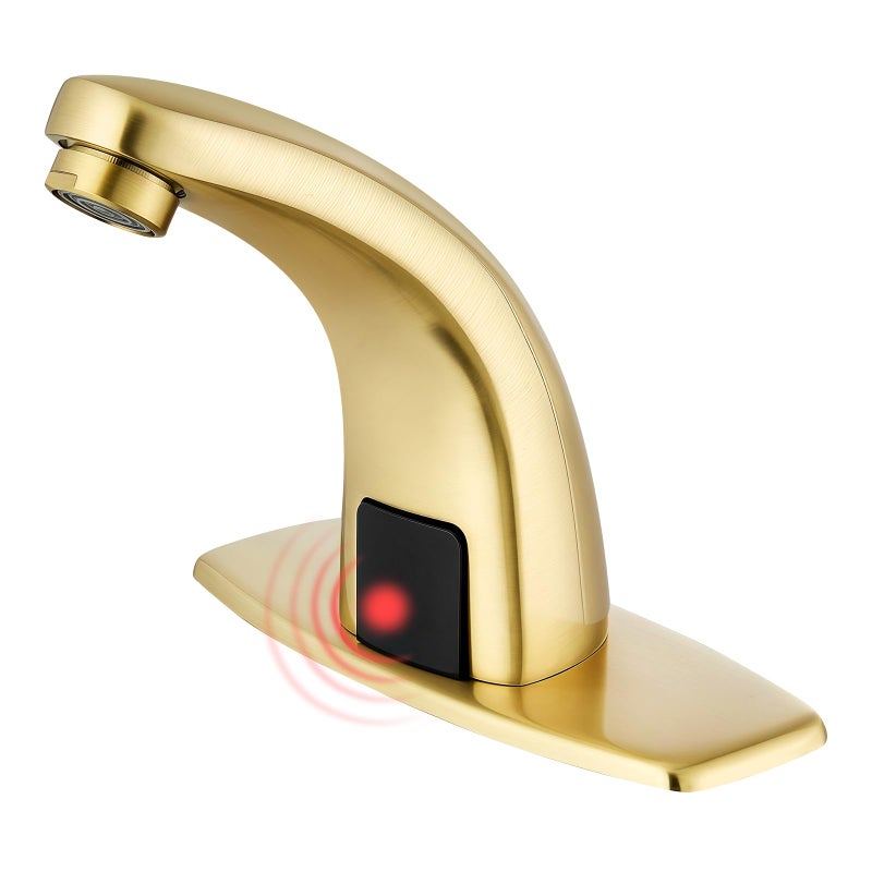 Gangang Touchless Bathroom Sink FaucetAutomatic Motion Sensor Faucets with Deck Plate for Commercial Lavatory Gold Plated - Image 2