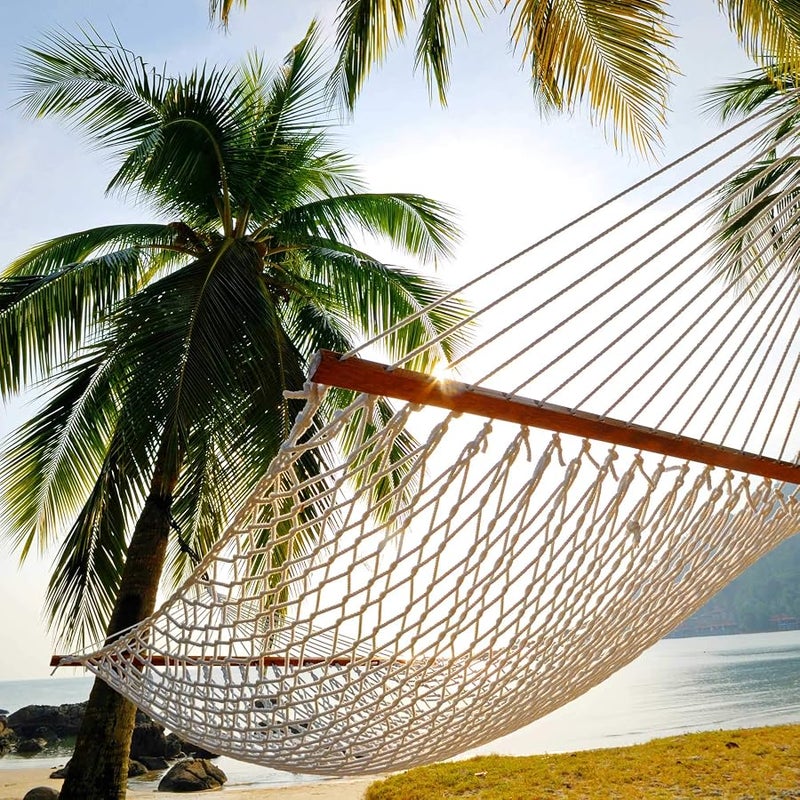 Castaway Hammocks Living 13 ft. Double Traditional Hand Woven Cotton Rope Swing with Free Extension Chains & Tree Hooks, Designed in The USA, Accommodates Two People with a Weight Capacity of 450 lbs. - Image 4