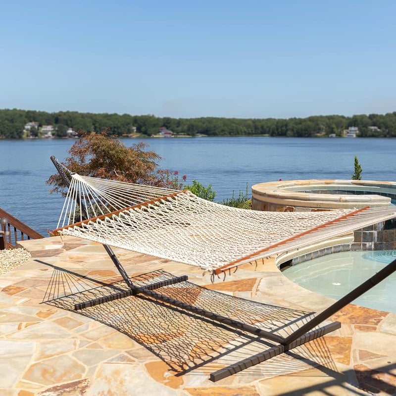 Castaway Hammocks Living 13 ft. Double Traditional Hand Woven Cotton Rope Swing with Free Extension Chains & Tree Hooks, Designed in The USA, Accommodates Two People with a Weight Capacity of 450 lbs. - Image 3
