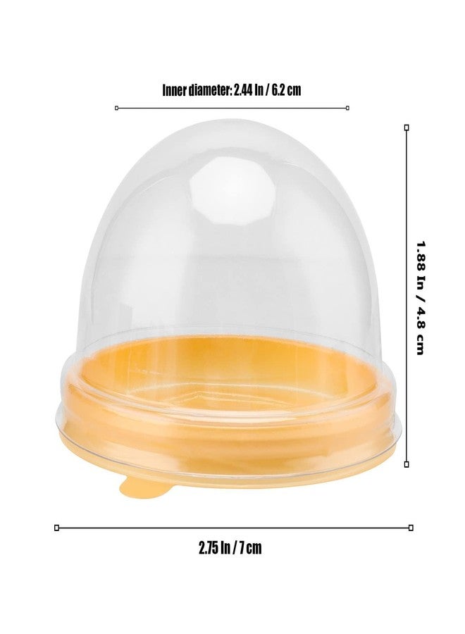 MUKLEI 200 Pack Plastic Mini Cake Box, Clear Cupcake Box with Dome Lids, Round Cupcake Boxes Plastic Cupcake Holders for Mooncakes, Cookies, Desserts, Gold Base - Image 2